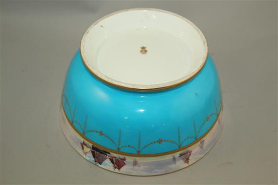 A Minton bleu celeste ground bowl, 25cm